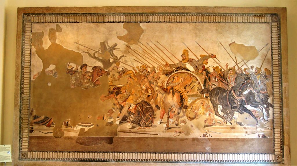 Mosaico della battaglia di Isso ritrovata nella casa del fauno di Pompei