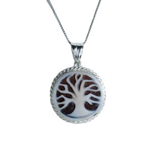 Narrow wire tree of life cameo pendant
