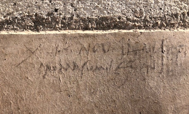 Charcoal inscription found in garden house
