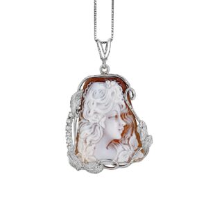 Handcrafted cameo with white silver