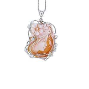 Hand-engraved cameo on a seashell